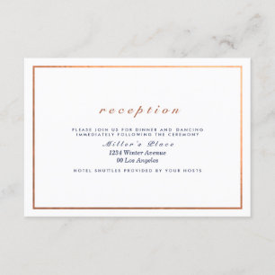 Copper Frame on White Wedding Reception Invitation