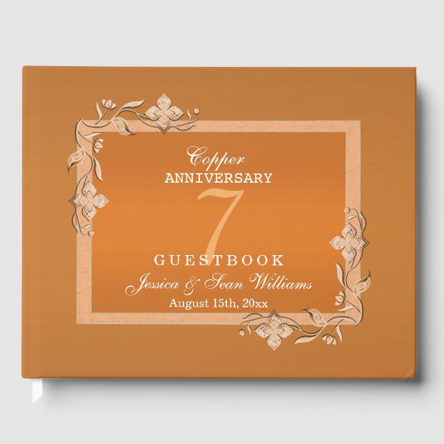  Copper Gem & Glitter 7th Wedding Anniversary Guest Book (Front)