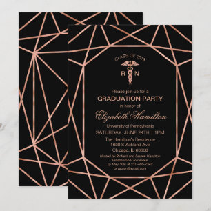 Copper Gem Medical Nursing School Graduation Party Invitation