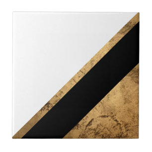 Copper Geometric Black and White Tile