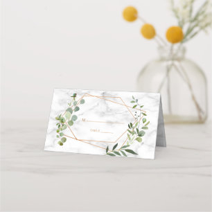 Copper Geometric Eucalyptus Marble Elegant Wedding Place Card