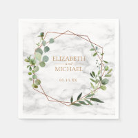 Copper Geometric Eucalyptus Marble Wedding Napkin