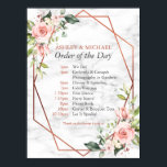 Copper Geometric Marble Pink Floral Order of Day Poster<br><div class="desc">Designed to match my "Copper Geometric Marble Pink Floral Wedding" invitation suite, this gorgeous order of the days events sign, let your guests know the timeline of your wedding days program. To find other products in this theme, see full collection here: https://www.zazzle.com/collections/pink_floral_copper_geometric_marble_wedding_suite-119901984266390666 Contact designer for additional products or modifications to...</div>