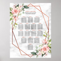 Copper Geometric Marble Pink Floral Seating Poster