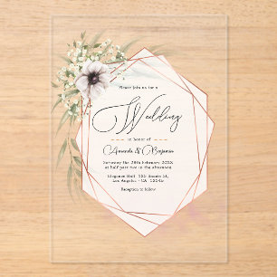 Copper Geometric Rustic Elegance Acrylic Wedding Invitations