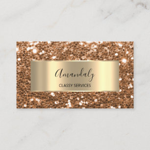 Copper Glam Gold Frame Glitter QR Code Logo Shop   Business Card