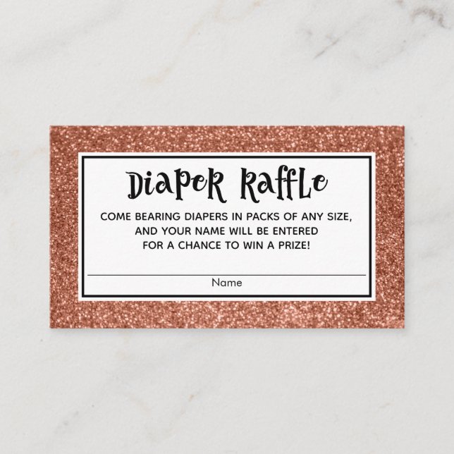 Copper Glitter Baby Shower Diaper Raffle Cards (Front)