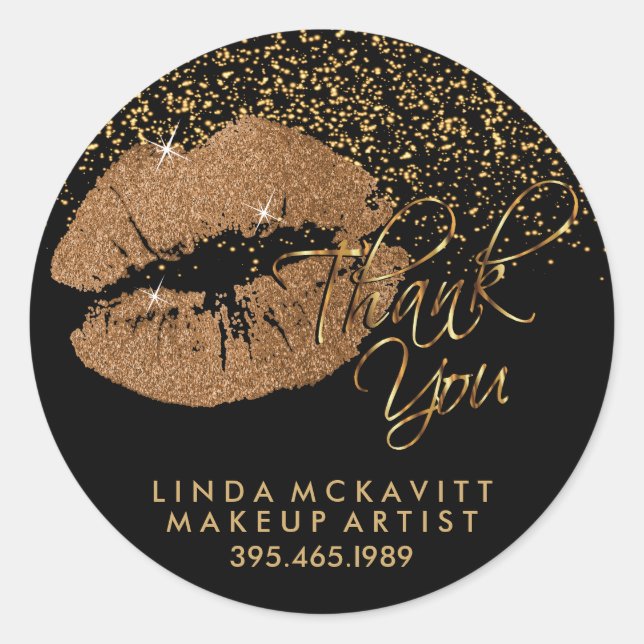 Copper Glitter Lipstick - Thank You Classic Round Sticker (Front)