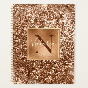 Copper Glitter Monogram Bling Name Glam Planner
