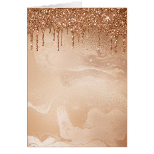 Copper Glitter Rain on Blush Copper Metal Marble