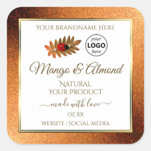 Copper Glitter White Product Labels Ladybug Logo