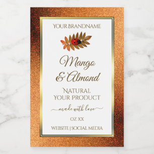 Copper Glitter White Product Labels with Ladybug