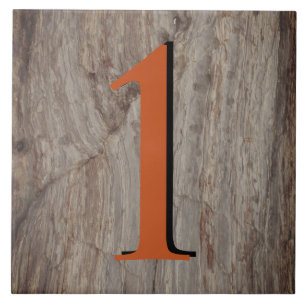 Copper Glow House Number Tile 1 One on Grey Stone