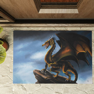 Copper Gold Black Dragon Doormat