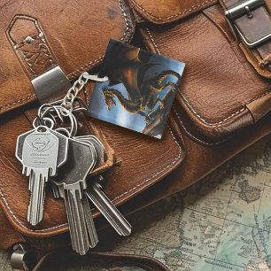 Copper Gold Black Dragon Keychain