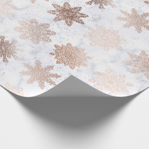 Copper Gold & Marble Snowflake Christmas Pattern Wrapping Paper