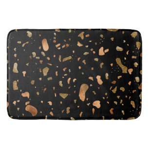 Copper Gold on Black Terrazzo Stone Bath Mat