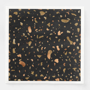Copper Gold on Black Terrazzo Stone Napkin