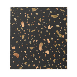 Copper Gold on Black Terrazzo Stone Notepad