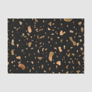 Copper Gold on Black Terrazzo Stone Tissue Paper