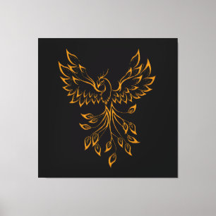 Copper Gold Phoenix Rises on Black  Canvas Print