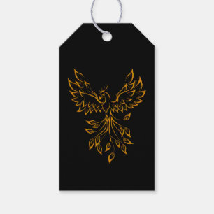 Copper Gold Phoenix Rises on Black Gift Tags