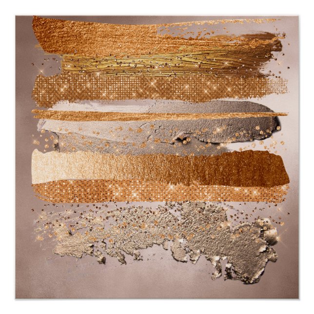 Copper Gold Strokes Glamour Texture Poster (Front)