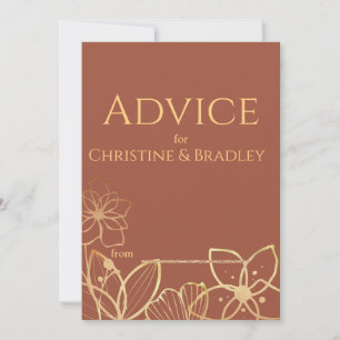 Copper & Gold Wedding  Advice Card