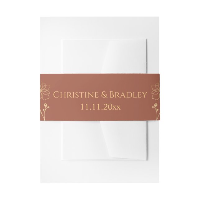 Copper & Gold Wedding Invitation Belly Band (Front Example)