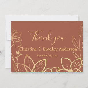 Copper & Gold Wedding Thank You Card