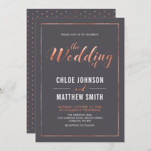 Copper & Grey   Simple Modern Typography Wedding Invitation