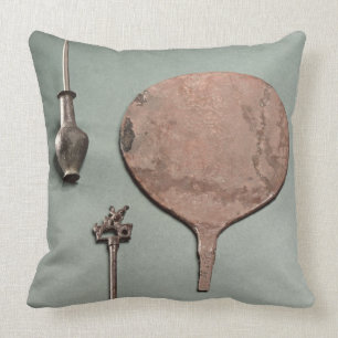 Copper hairpin, collyrium rod with pot and mirror, throw pillow