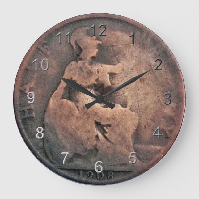 Copper Half Penny Coin Large Clock (Front)
