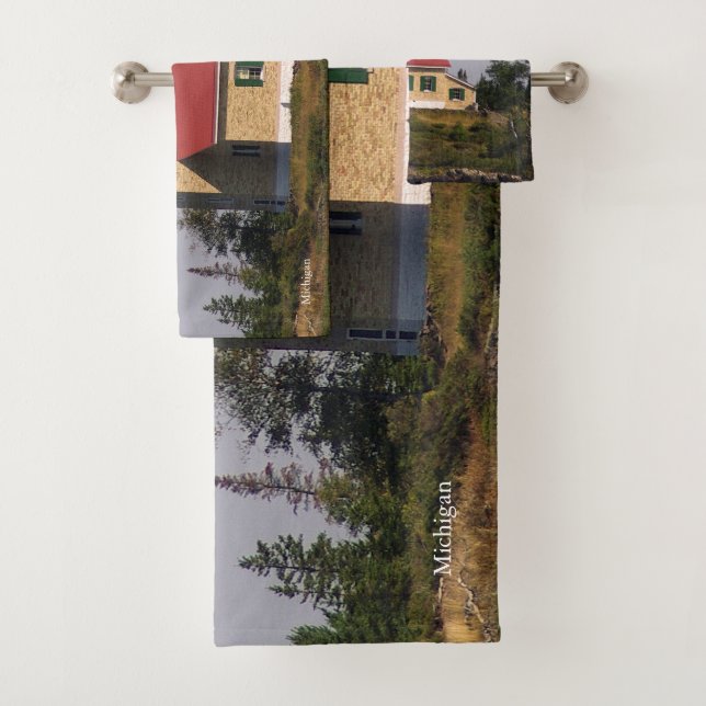 Copper Harbour Lighthouse towel set (Insitu)