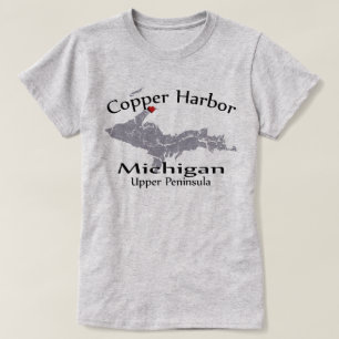 Copper Harbour Michigan Heart Map Design T-shirt