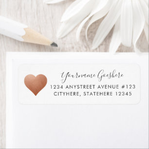 Copper Heart Rust Color Wedding Return Address