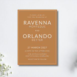 Copper Ivory Frame Old Money Modern Wedding Invitation