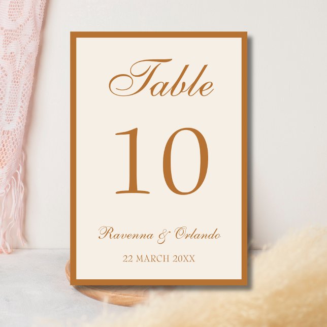 Copper Ivory Old Money Black Tie Wedding Table Number (Creator Uploaded)