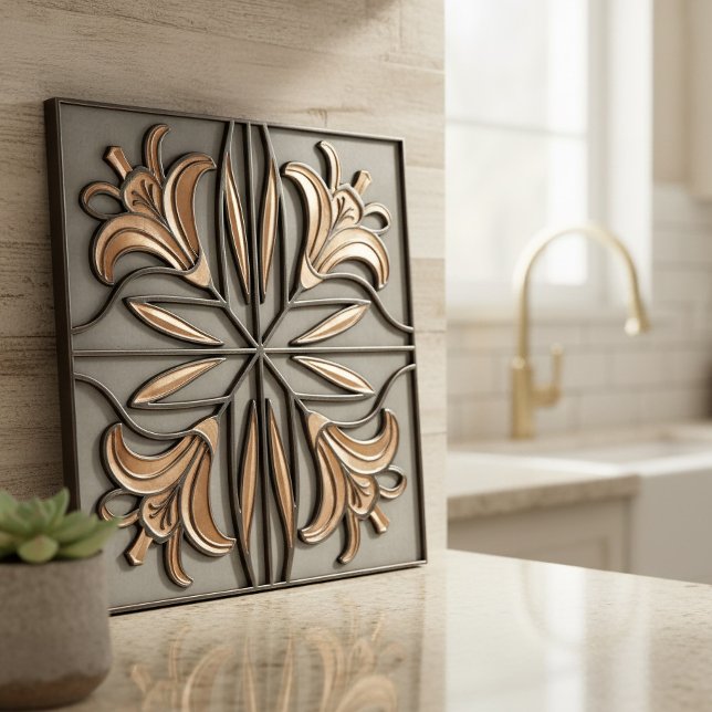 Copper Lilies Art Nouveau Floral #16 ID1193 Tile (Creator Uploaded)