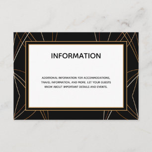Copper Lines Black Abstract Wedding Info Enclosure Card