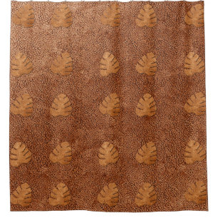 Copper Look Leaf Pattern Shower Curtain