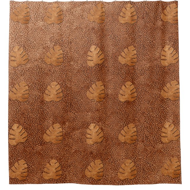 Copper Look Leaf Pattern Shower Curtain (Front)