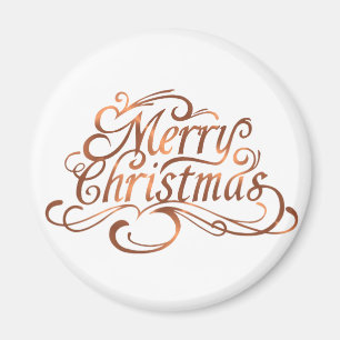 Copper-look Merry Christmas script design Magnet