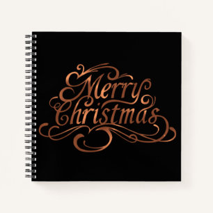 Copper-look Merry Christmas script design Notebook
