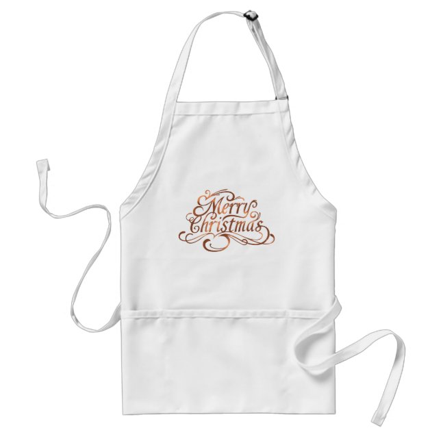 Copper-look Merry Christmas script design Standard Apron (Front)