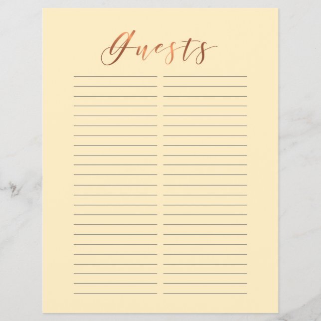 Copper-look script guest book page 2-sided (Front)