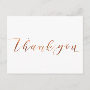 Copper-look Thank You script design Postcard