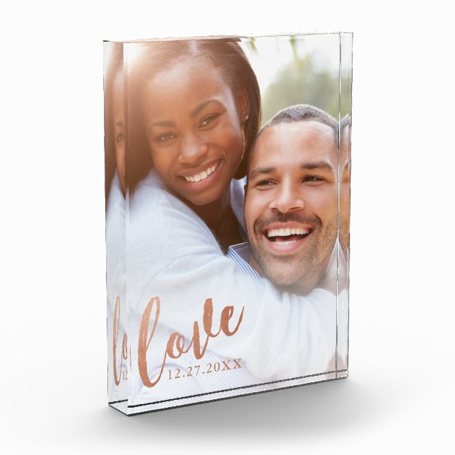 Copper Love Calligraphy Script Overlay Photo Block (Left)