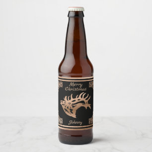 Copper Majestic Bull Elk Silhouette Beer Bottle Label