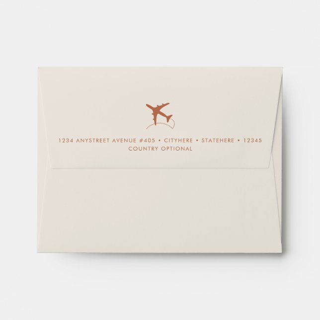 Copper Map and Airplane Travel RSVP Envelope (Back (Top Flap))